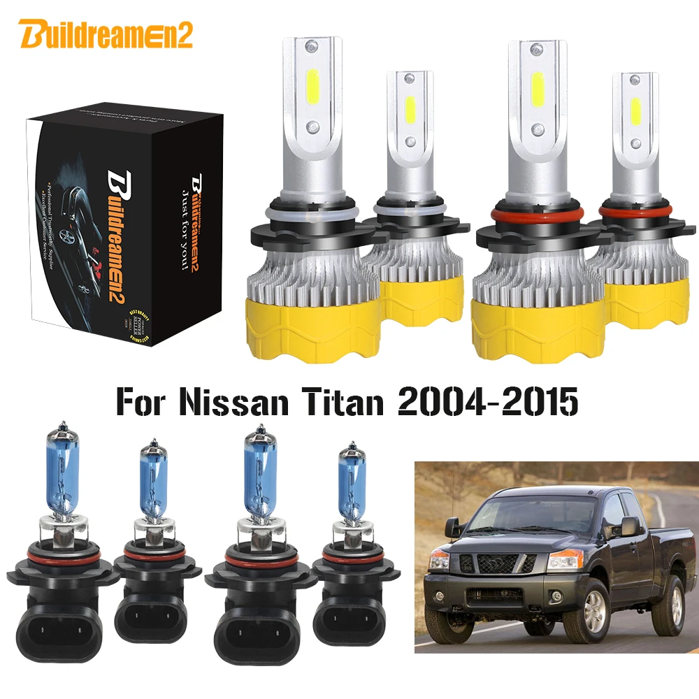 

Buildreamen2 4 Pieces Car 9005 9006 LED Halogen Headlamp Bulb Headlight High Low Beam 12V For Nissan Titan 2004-2015