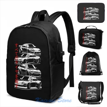 

Funny Graphic print Kill all tires Silvia S13 S14 S15 USB Charge Backpack men School bags Women bag Travel laptop bag