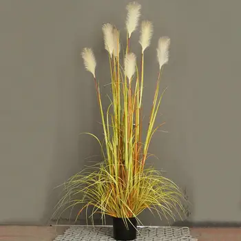 

Artificial Plant 7 Head Reed Dog's Tail Grass Flower Potted Plant Plants Set Decoration Filming Props