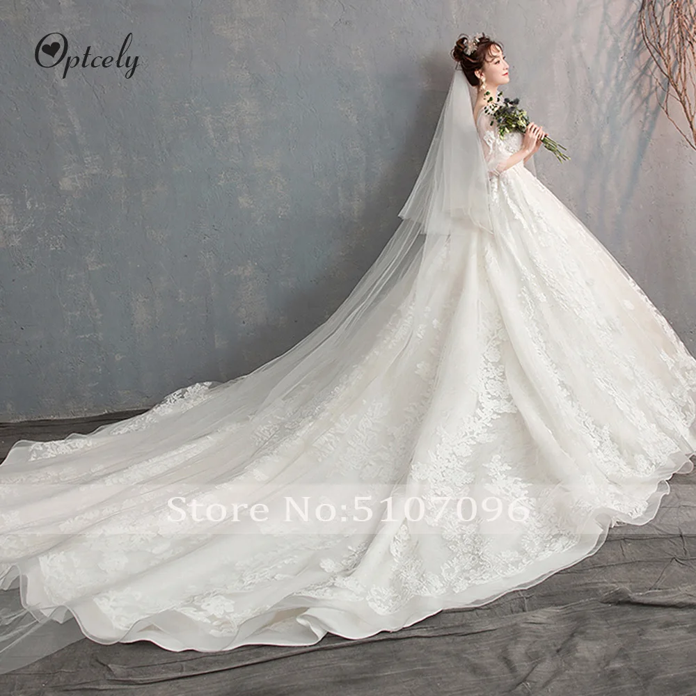 Optcely Robe De Soiree роскошное бальное платье с рукавами фонариками сексуальное с глубоким v-образным вырезом с аппликацией из бисера с открытой спиной Свадебные платья