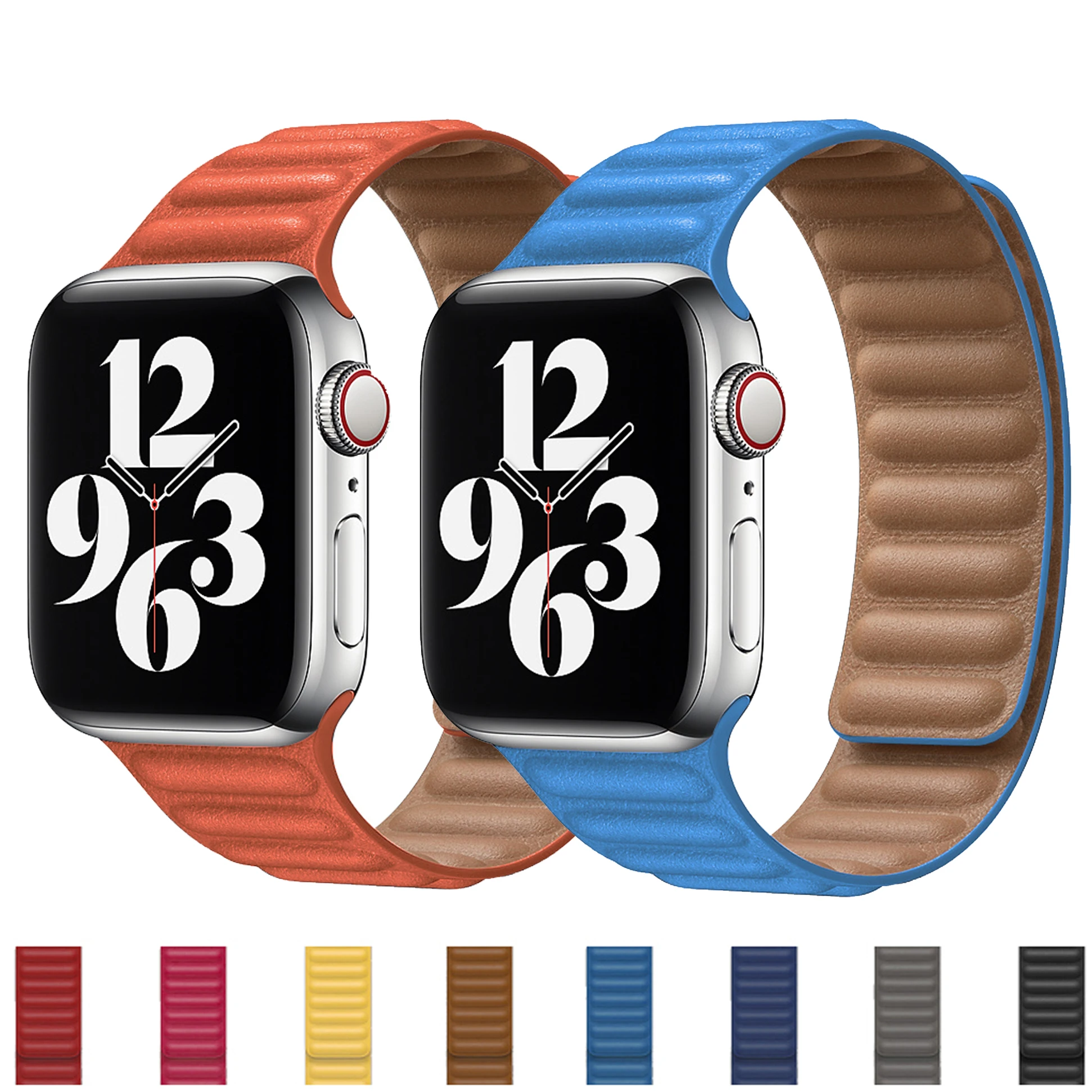 

Leather Loop Strap For Apple watch band 44mm 40mm 42mm 38 mm Magnetic bracelet belt correa for iWatch seires 5 4 3 6 SE strap