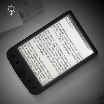 

6 Inch e-Book Reader E-Ink Screen Glare-free with USB Cable PU Cover Built-in Light 8GB Memory Storage E-reader Support TF Card