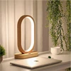 Modern Wood Table Lamp Smart Sensing Induction led Desk Lamp study lamp ring Wood Table lamp for bedroom bedside acrylic lamp ► Photo 2/6