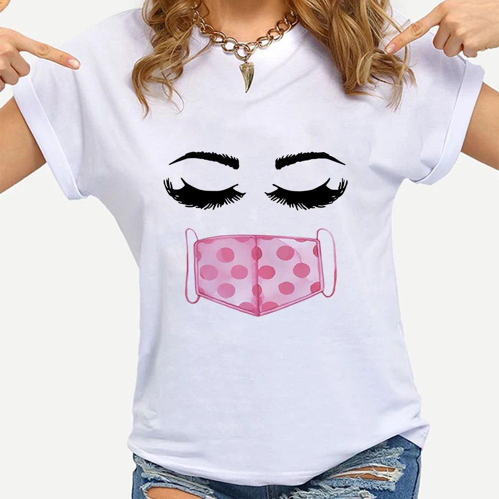 Черно-розовая Модная белая футболка в европейском стиле летняя одежда Харадзюку