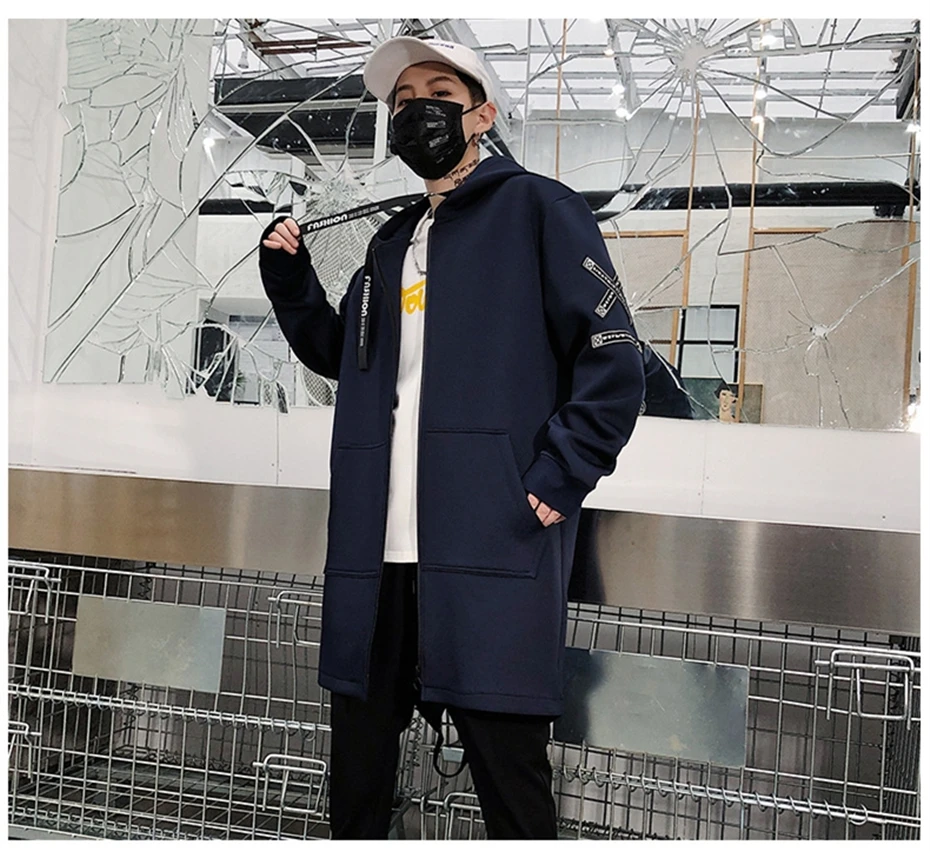 April MOMO длинная куртка мужская с принтом модная весенняя ветровка Harajuku пальто Мужская Повседневная Верхняя одежда хип-хоп кардиган-пончо