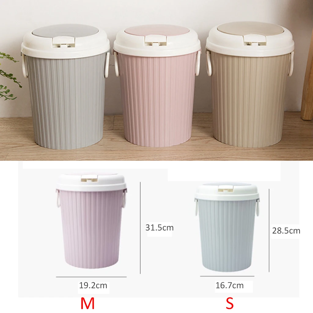 Kitchen Trash Can Pressing Cover Pop Up Lid Waste Bin Toilet Office Paper Garbage Bin Portable Litter Rubbish Bins With Handle