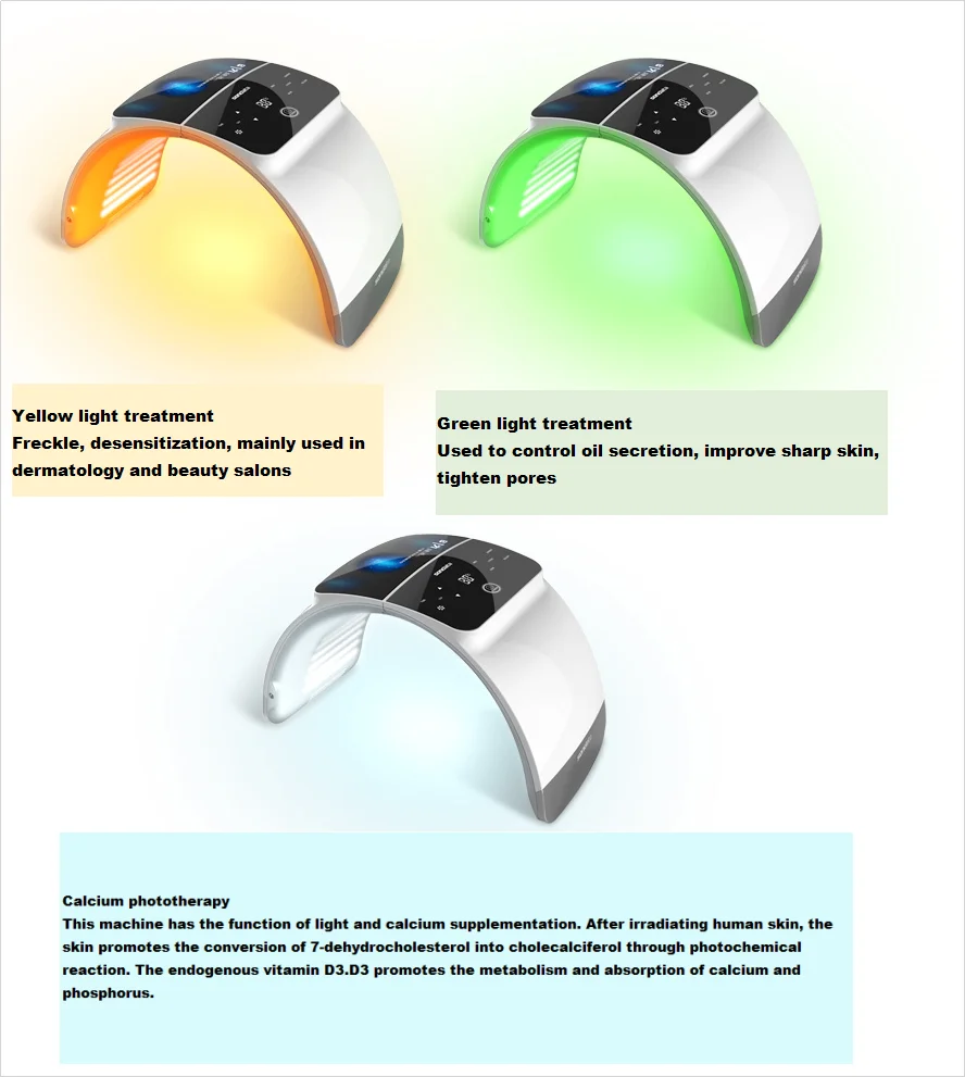  Foldable 7 Color PDT Facial Mask Face Lamp Machine Photon Therapy LED Light Skin Rejuvenation Anti 