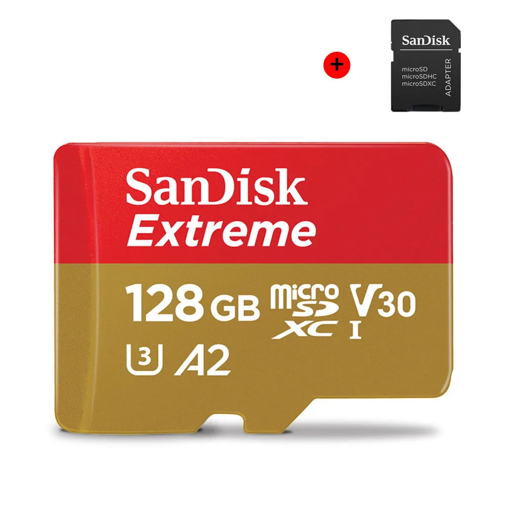 Новое поступление SanDisk MicroSD карта 64 Гб 128 ГБ 256 Гб карта памяти Экстремальный V30 U3 A2 MicroSDXC UHD TF карты скорость вспышки для камеры