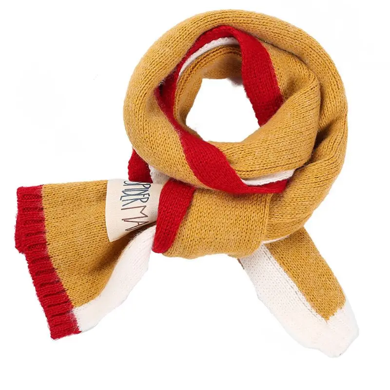 Зимние длинные шарфы в стиле пэчворк для маленьких мальчиков и девочек, 3 цвета, вязаный плотный шарф, шаль, Детские воротники, теплый детский шейный платок, шнур - Цвет: Y