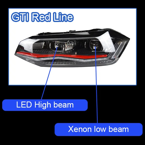 GTI Xenon 5000K АКД стайлинга автомобилей для VW Polo фары- новые поло светодиодный фары DRL фара ближнего света дальнего света все светодиодный аксессуары - Цвет: GTI Xenon 5000K
