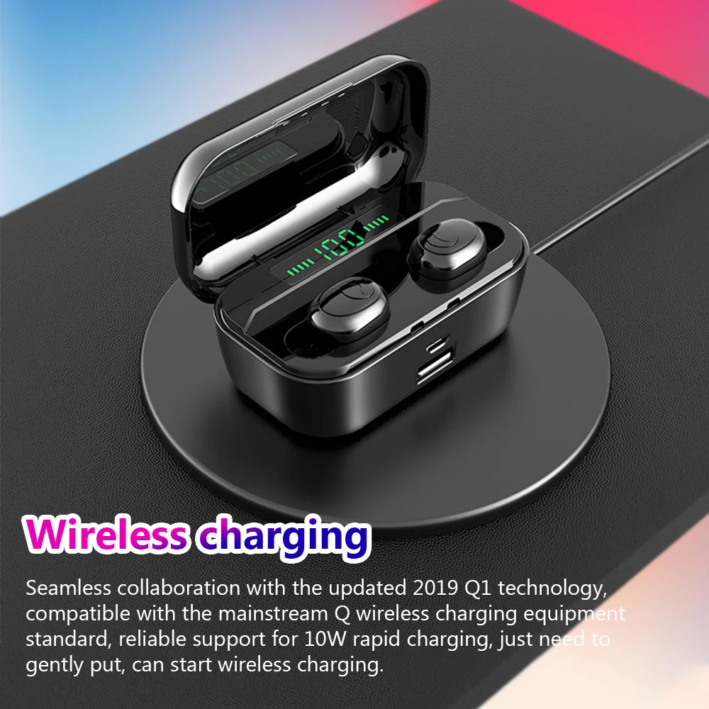 Мини Bluetooth наушники 8D стерео беспроводные наушники бас шумоподавление Гарнитура с внешним аккумулятором наушники чехол для зарядки