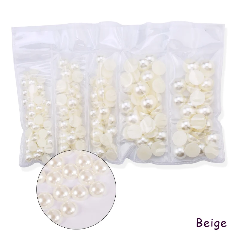 beige 25 г/пакет микс 6 мм 8 мм 10 мм ABS акриловая жемчужина плоская задняя скрапбукинга бусины для изготовления ювелирных изделий ремесло жемчужина на листке аксессуары - Цвет: beige