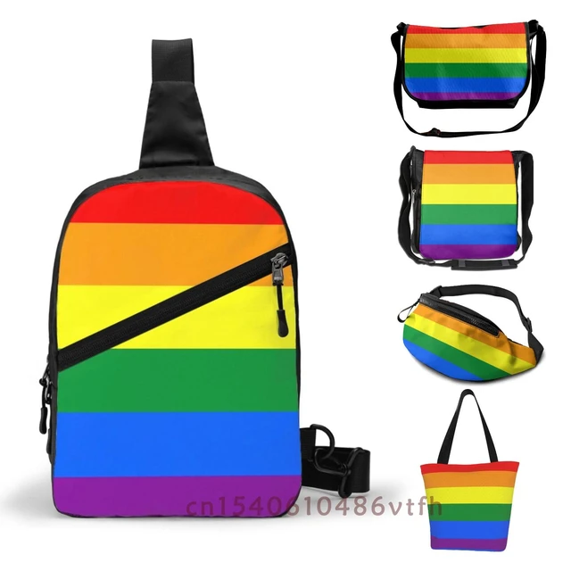 Gay Pride Rainbow Stripe Drawstring Bag - Medium sized drawstring