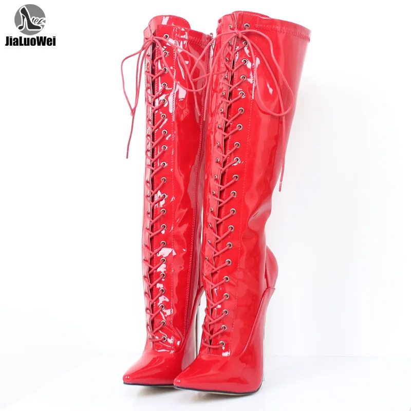 Женские сапоги до колена с перекрестной шнуровкой на молнии туфли высоком