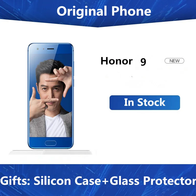 Оригинальный мобильный телефон Honor 9 4G LTE восьмиядерный на базе Android 7.0 FHD экран 5 15