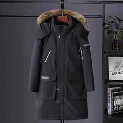 Puffer Winter Jacket Men Long Parkas White Down Parkas Coat Male Fur Collar Thick Warm Jacket Plumifero Hombre Snowing Overcoat