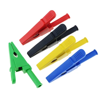 

5PCS Plastic Opening 20MM Round Handle Crocodile Test Adapter Clip Probe Pen Test Alligator 4mm Banana Plug Insulated Cable