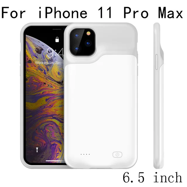 Для iPhone 11 Pro Аккумулятор Max Чехлы силиконовые противоударные чехлы для iPhone 11 Pro power Case Backup power Bank чехол - Цвет: White for 11 Pro Max