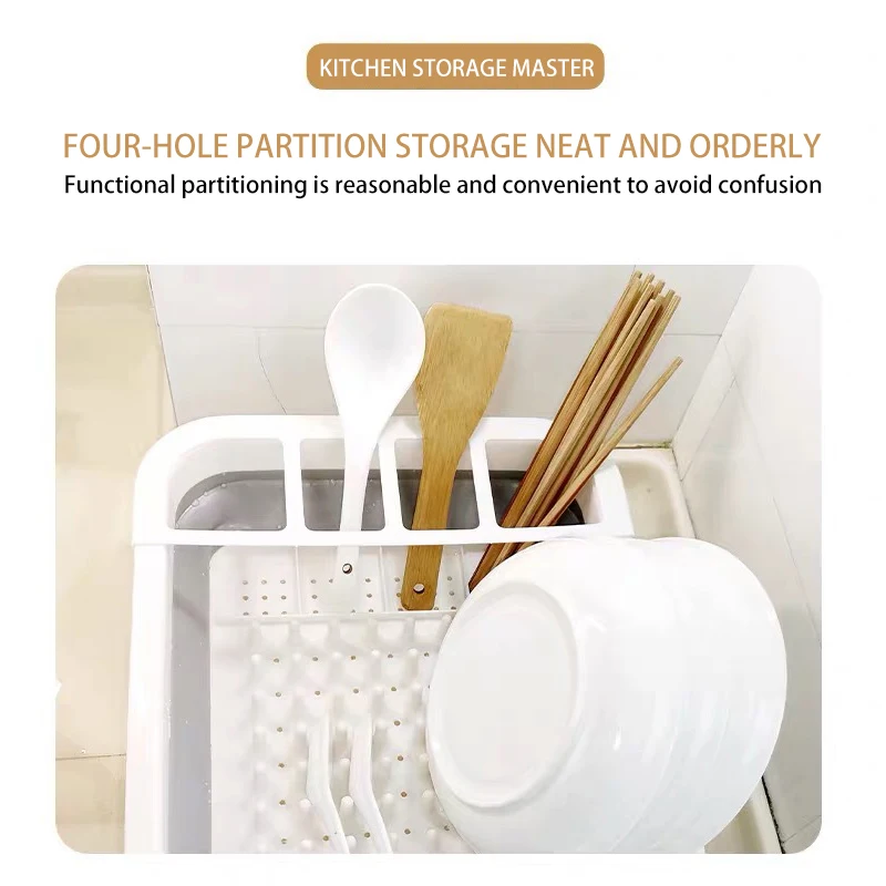 

Silicone Drain Bowl And Chopstick Rack Foldable Telescopic Dish Rack Tableware Storage Rack Kitchen Storage Box Plate Rack