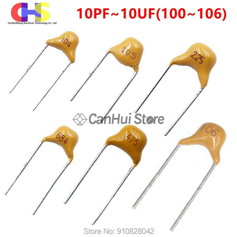 100pcs Multilayer ceramic capacitor 50V (100 ~ 106) 10pF ~ 102 uF 103 104 105 39 10 820pF 1 22 33 47 56 P5.08mm 68 100 nF 0.01 0.1 uF