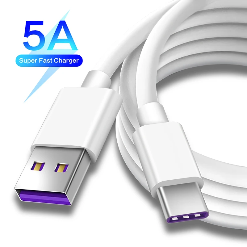 Fast Charge 5A USB Type C Cable For Samsung S20 S9 S8 Xiaomi Huawei P30 Pro Mobile Phone Charging White Cable magnetic charger for android