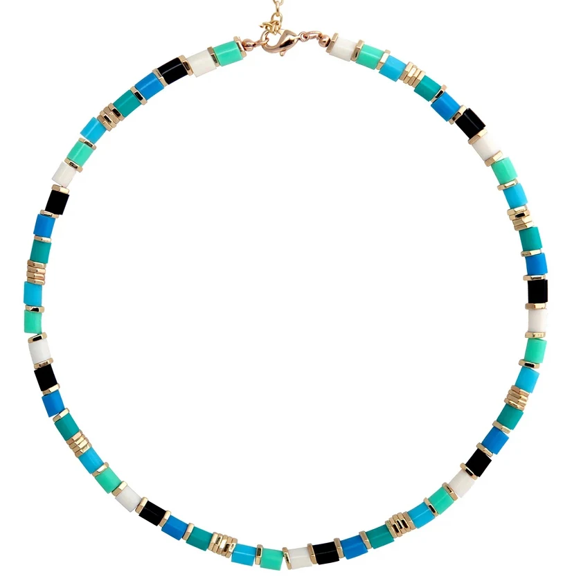 Ожерелье из бисера с французским бисером, ожерелье heishi, женское богемное веселое Радужное ожерелье-чокер - Окраска металла: necklace 7