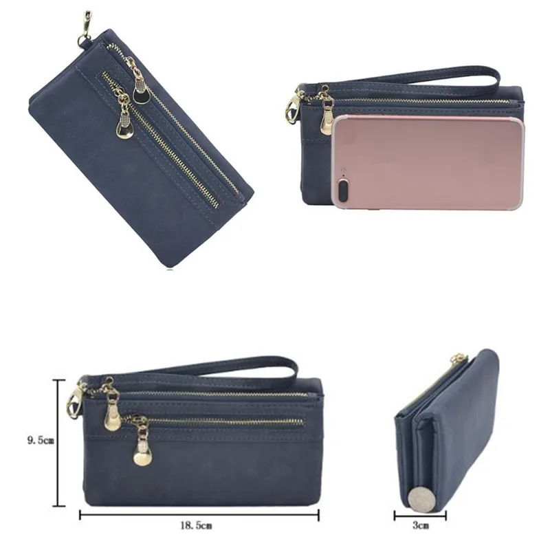 Women Leather Zipper Wallet Purse