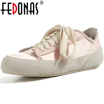 

FEDONAS Fashion Cross Tied Pink Women Sneakers Top Summer Female 2020 Autumn Platform Flats Newest Dancing Sport Shoes Woman