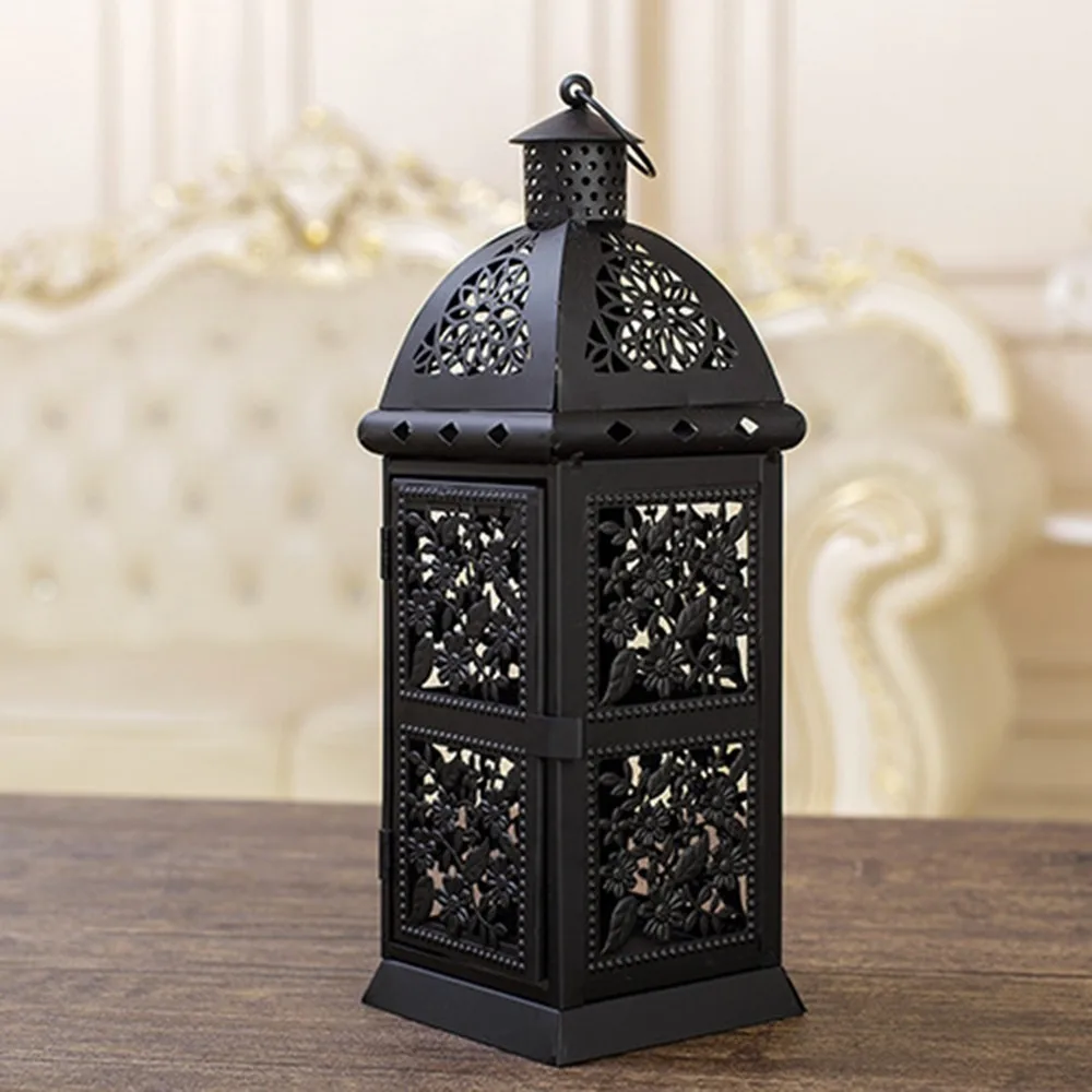Hanging&Placing Candlestick Wind Lamp Wrought Iron Wedding Props Wind Lamp Home Decor White/Black Candle Holder Hot Sale