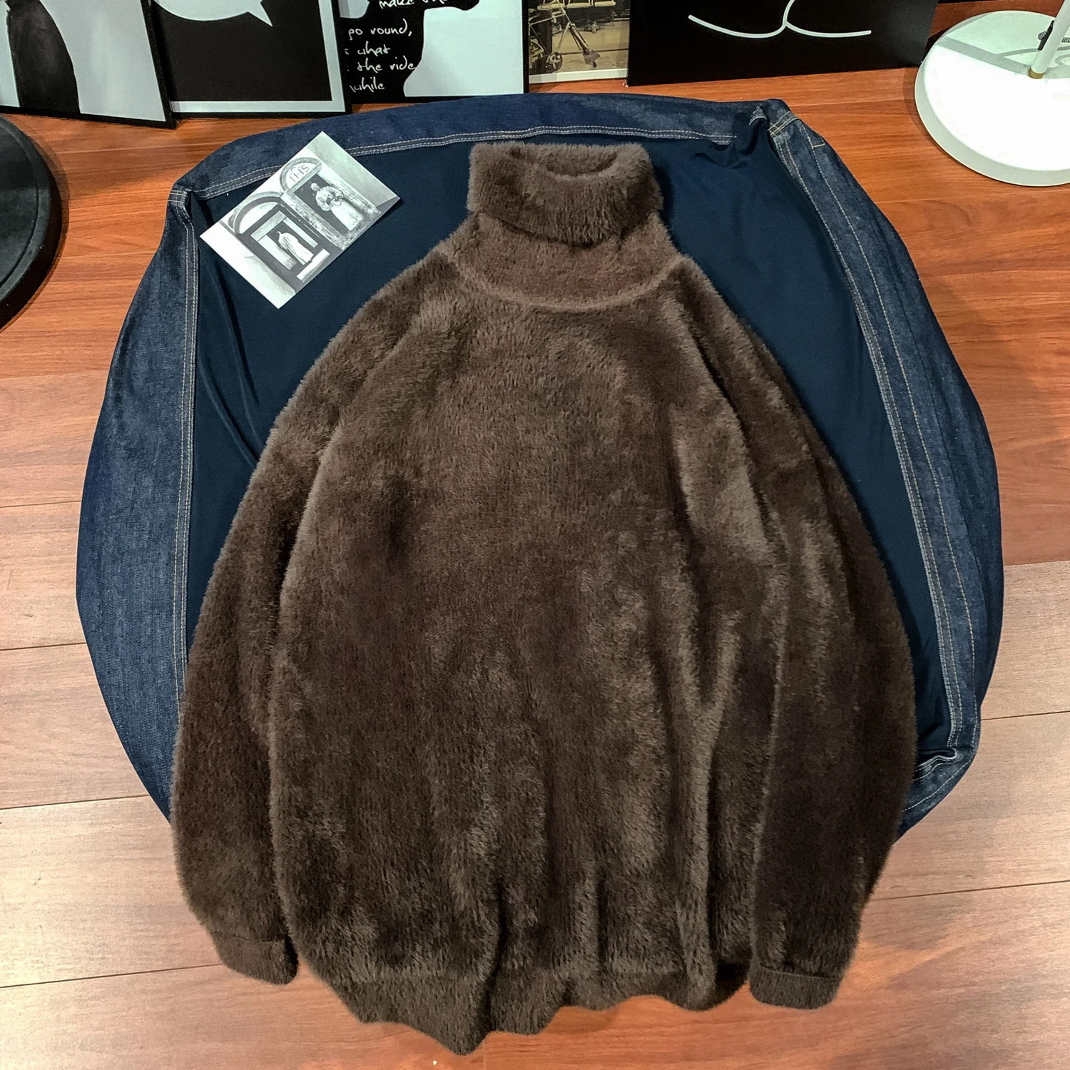 Winter Thick High Collar Sweater Men's Warm Fashion Solid Color Casual Knit Pullover Men Knitting Sweaters Male Sweter Clothes - Цвет: Dark brown