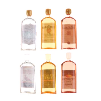 

Doll House Kitchen Doll house Miniatures 1:12 Accessories Cute 6*mini Whiskey Miniature Doll house Furniture Wine Bottles