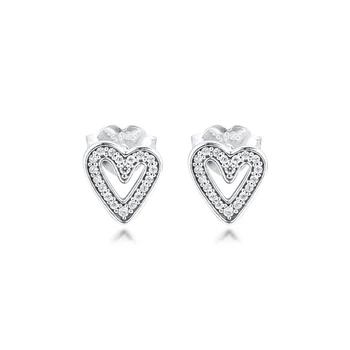 

Sparkling Freehand Heart Stud Earrings Sterling silver Jewelry Earrings For Woman Make Up Wedding Gift Fashion Earrings