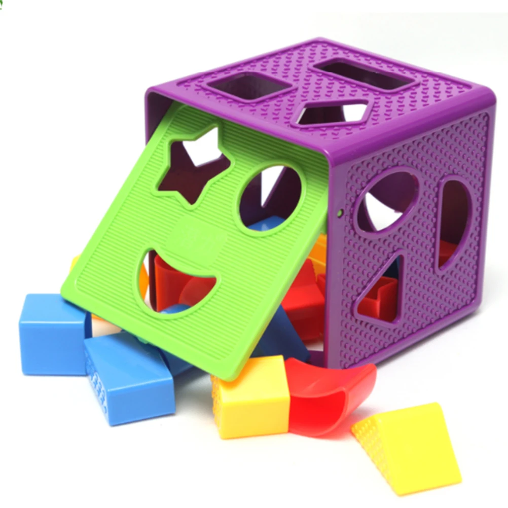 Purple-Green Non-Toxic Safe Materials Creativity & Skills Colorful Sorter Cube Box & Shapes ETI Toys 19 Piece Unique Educational Sorting Matching Toy for Toddlers Promotes Fun Learning 