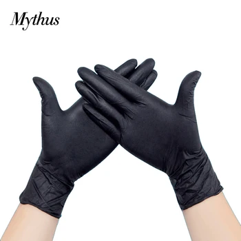 

Mythus 100 Pieces Rubber Hairdressing Dyeing Gloves Cleaning Pet Glove Protective Gloves Male Black Nitrile Disposable Gloves