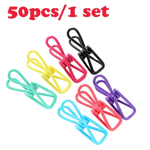 50pcs 50 шт/100 шт многофункциональные зажимы из нержавеющей стали одежда прищепки держатели прищепки для одежды - Цвет: 50pcs