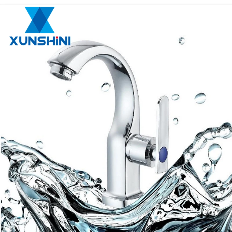 

XUNSHINI Affordable Single Handle Bathroom Basin Faucet Spout Kitchen Single Hole Bath Tap Single Cold Water Tap chrome