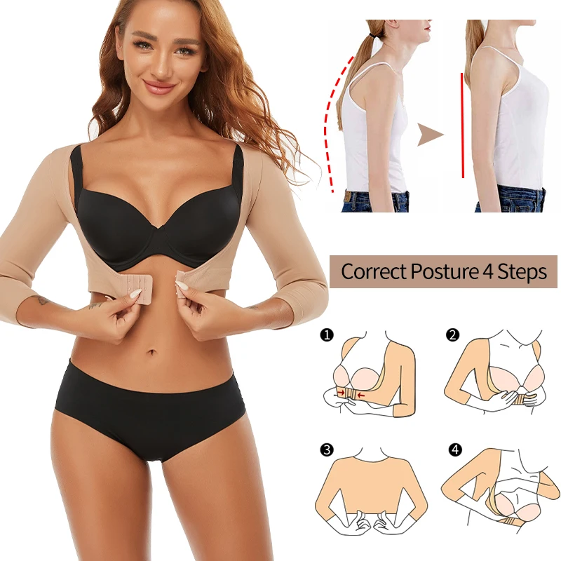 Upper Arm Shapers Compression Long Sleeves Women Arm Shapewear Humpback Posture Corrector Shoulder Breast Support Push Up Tops target shapewear