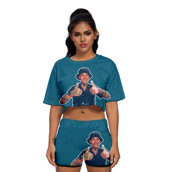 

Luckyfridayf Blackbear 2 Piece Set Women Hip Hop 3D Print Crop Tops Two Piece Set Summer Outfits Tracksuit Of Women Clothing