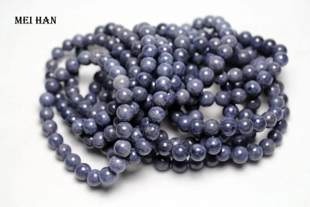 Meihan 8-8,8 мм натуральный+ синий сапфир(20 шт./компл./24g) Гладкие Круглые бусины камень для изготовления ювелирных изделий