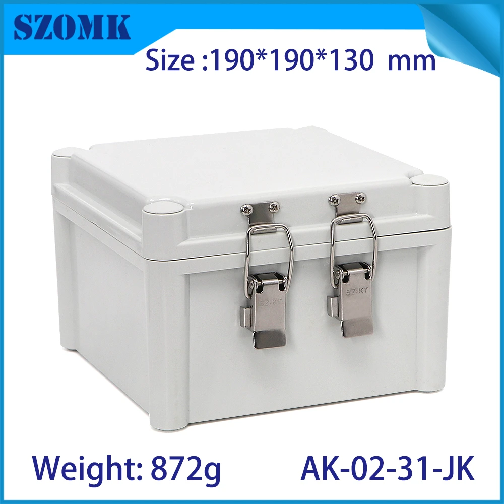 impermeable IP65 para dispositivos caja de plástico con bisagras para exteriores, resistente a la intemperie, 190x190x130mm|Cajas de conexión de cables| - AliExpress