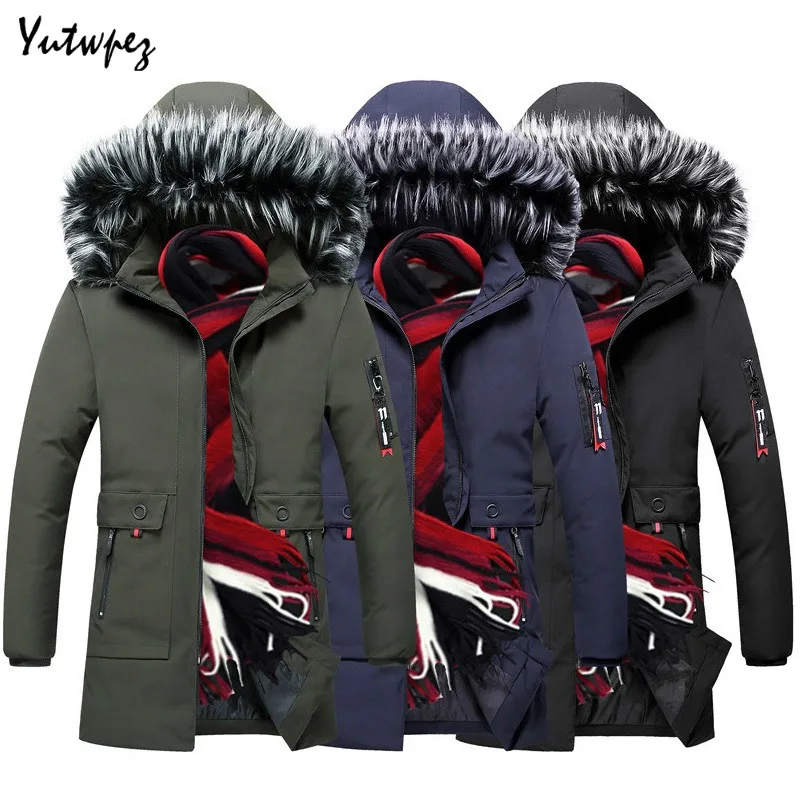 Hooded Collar Men Padded Parka Windproof Cotton Coat Winter Hoody Men's Jacket Brand Clothes 2019 Mens Coat Thick Warm Parkas