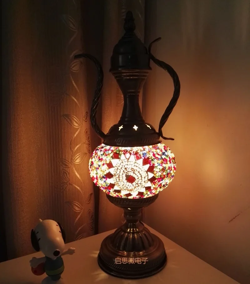 THAI/Wood Mexican Skull Handmade lampes de table avec ampoule et câble 