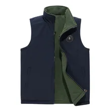 Новинка, стильный мужской двусторонний жилет для среднего возраста, мужской теплый бархатный жилет, мужской жилет больших размеров