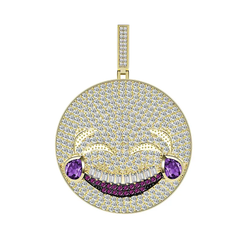 

Hip Hop AAA CZ Stone Paved Bling Iced Out Laugh Cry Expression Pendants Necklace for Men Jewelry Drop Shipping