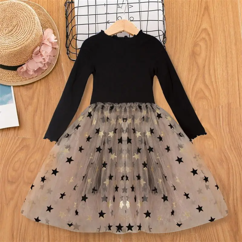 STYLE 1 Г. Осеннее платье для маленьких девочек платье с блестками и маленькой Звездой Платья с длинными рукавами для девочек детское праздничное Повседневное платье-пачка для девочек, Vestido - Цвет: STYLE 1