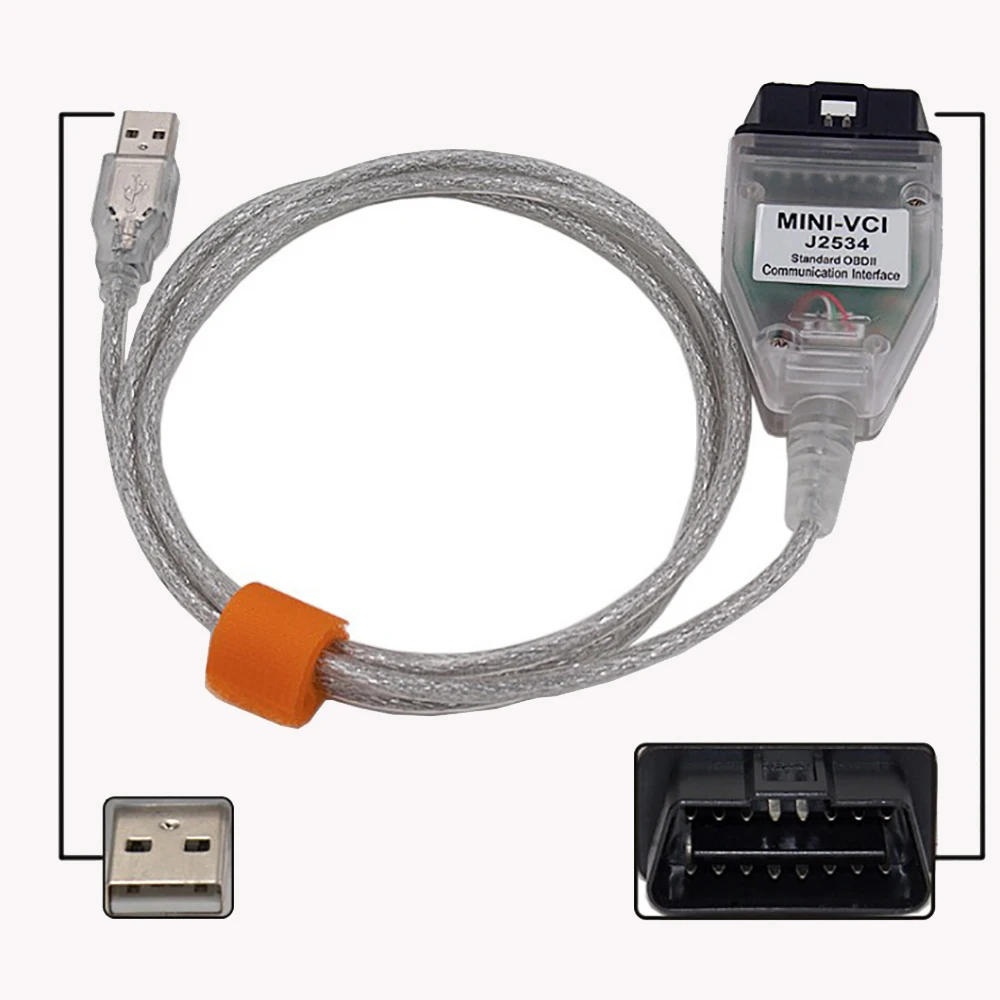 OBD2 диагностический USB-кабель с вилкой Mini VCI J2534 FT232RL чип 16Pin V13.00.022 для Toyota Camry 2.0A 2004 2.4A 2005/Corolla Altis 1.6A 2005