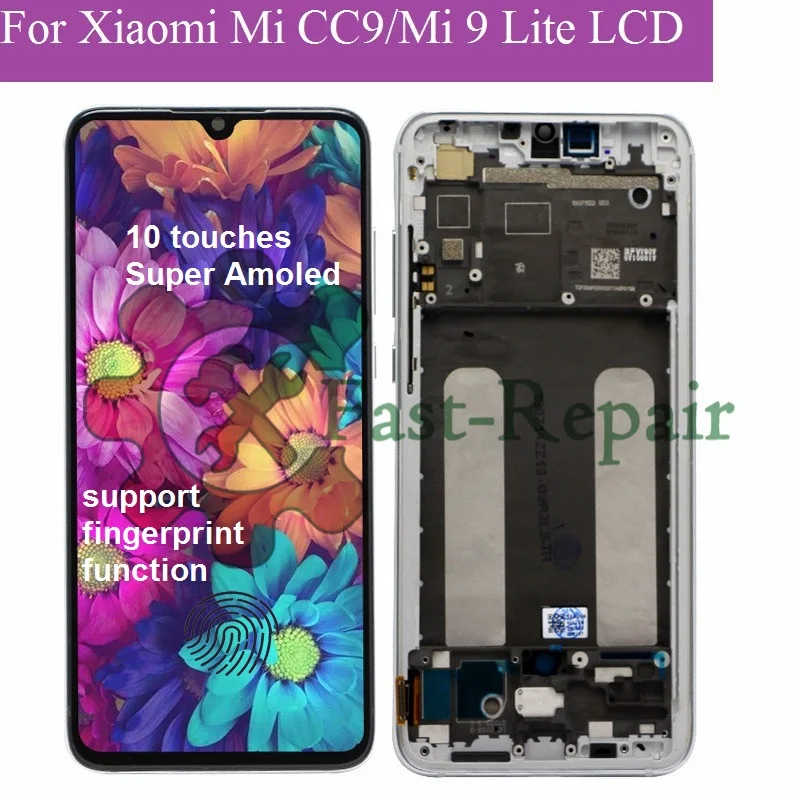 Super Amoled дисплей для Xiaomi Mi 9 Lite LCD 10 сенсорный экран Замена Поддержка отпечатков