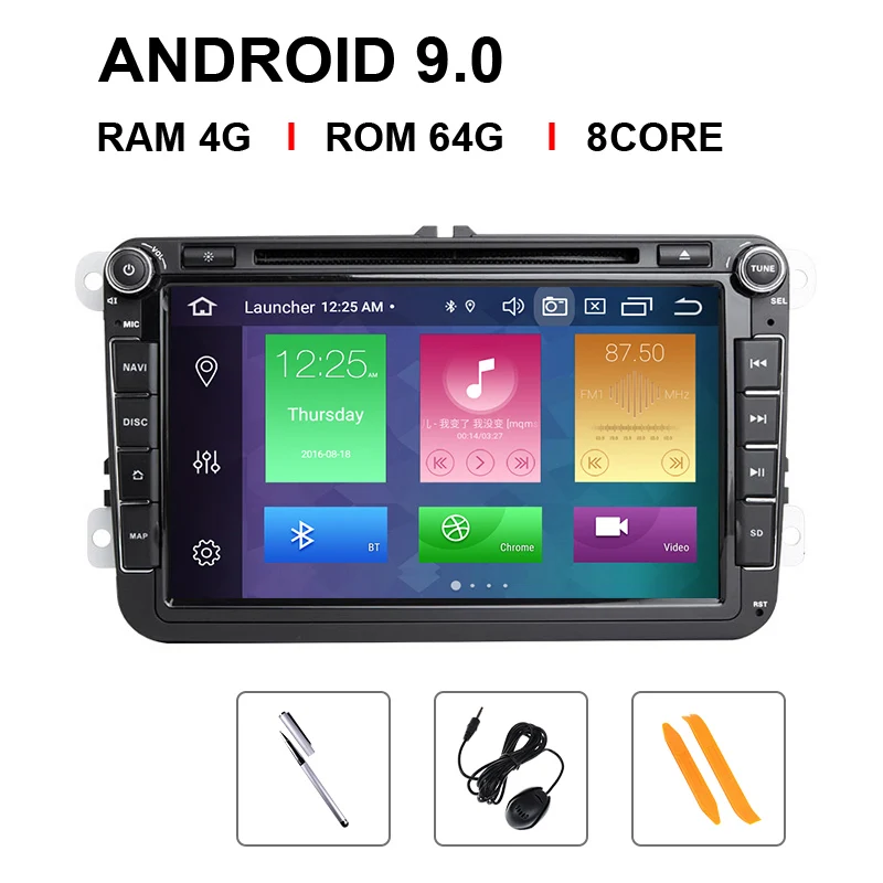 4GB2 Din Android 9 Car radio GPS Navigation For VW Passat B6 amarok volkswagen Skoda Octavia 2 superb Jetta T5 golf 5 Multimedia - Color: 8 Core 64 ROM