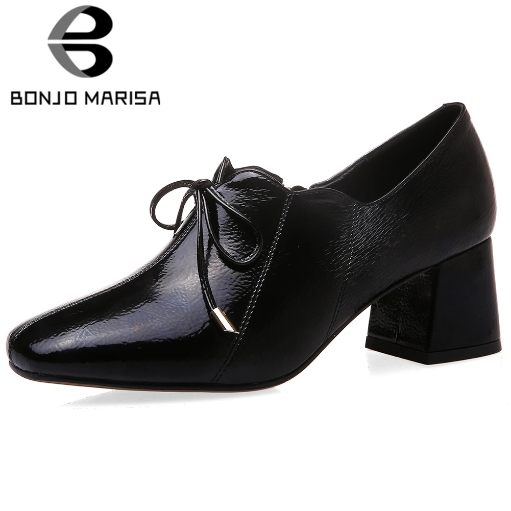 

BONJOMARISA Cool Spring Office Solid Dress Pumps Fashion Patent PU Ol Pumps Women 2020 High Heels Work Shoes Woman
