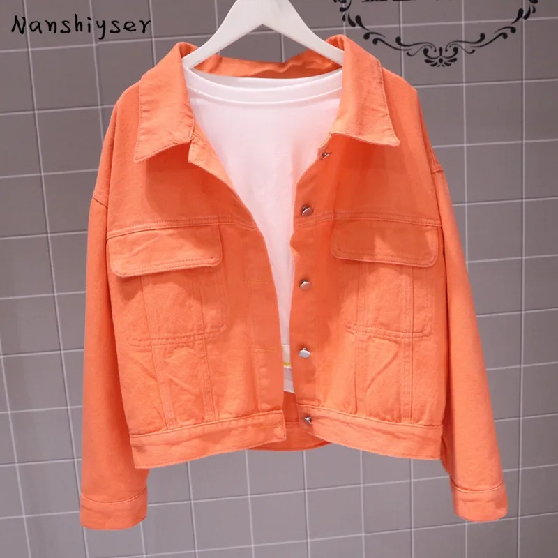 

Autumn Women Korean Harajuku Plus size Solid Denim Jacket Ropa de mujer Fashion Loose Jean Jacket Female Casual Outwear 2020 New